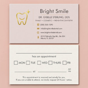 Tarjeta de cita con dentista sonrisa dorada diente