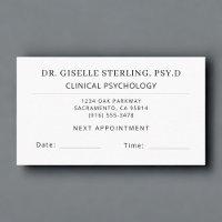 Tarjeta de cita con el doctor psicólogo clínico