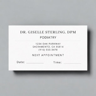 Tarjeta de cita con el médico podólogo