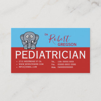 Tarjeta de cita con el pediatra del elefante lindo