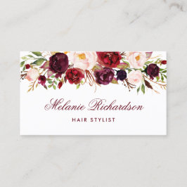 Tarjeta de cita con estilo Burgundy Floral Hair