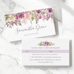 Tarjeta de cita con estilo de hair con guion flora