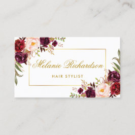 Tarjeta de cita con estilo Floral Burgundy Gold Ha