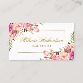 Tarjeta de cita con estilo floral rosa y pelo dora