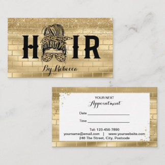 Tarjeta de cita con estilo Gold Wall Hair Stylist 