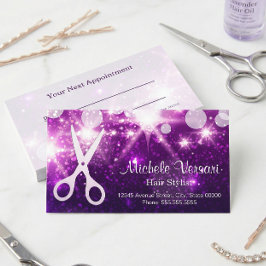 Tarjeta de cita con estilo Purple Glamour Hair