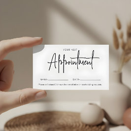 Tarjeta de cita con firma de letra minimalista