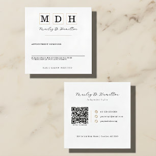 Tarjeta de cita con monograma de oro negro elegant