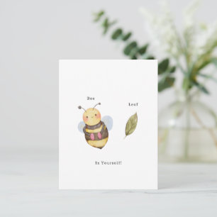 Tarjeta de cita de abeja linda hoja Cree en ti mis