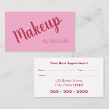 Tarjeta de cita de artista de maquillaje rosa mage