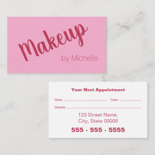 Tarjeta de cita de artista de maquillaje rosa mage