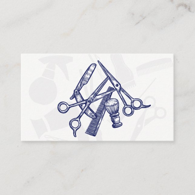 Tarjeta de cita de barber Tools Blue Tint (Anverso)