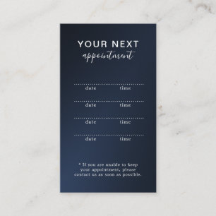 Tarjeta de cita de belleza azul de la marina elega