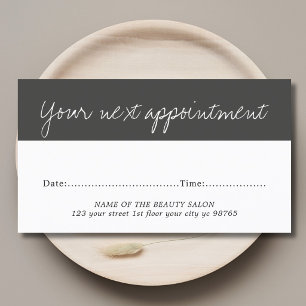 Tarjeta de Cita de Belleza Negra Blanca Elegante M