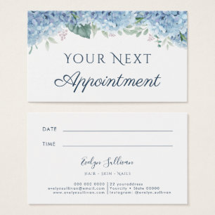 Tarjeta de cita de Blue Hydrangea