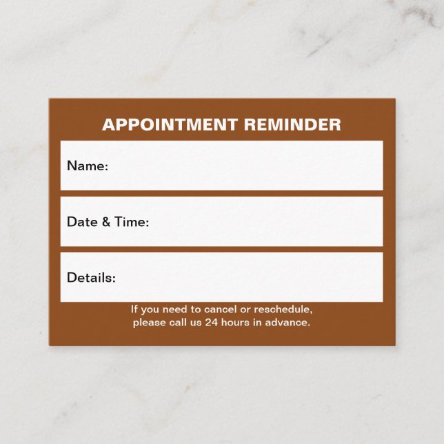 Tarjeta de cita de Business Brown (Anverso)