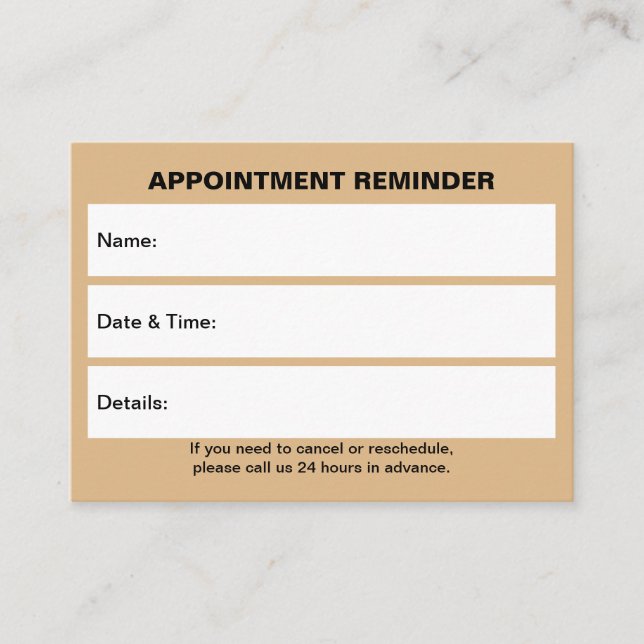 Tarjeta de cita de Business Light Brown (Anverso)
