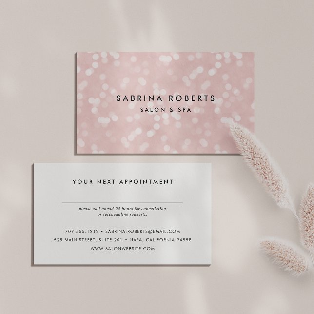 Tarjeta de cita de Champán Rosado Bokeh (Subido por el creador)