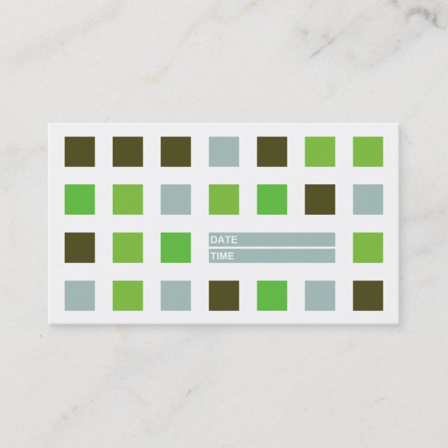 tarjeta de cita de cuadrados mod (verde) (Anverso)