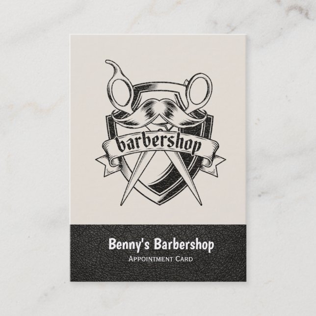 Tarjeta de cita de cuero de Barbershop (Anverso)