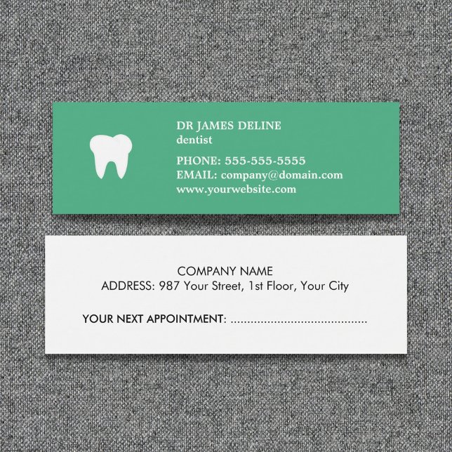 Tarjeta de cita de Dentista Blanco Verde Simple (Subido por el creador)