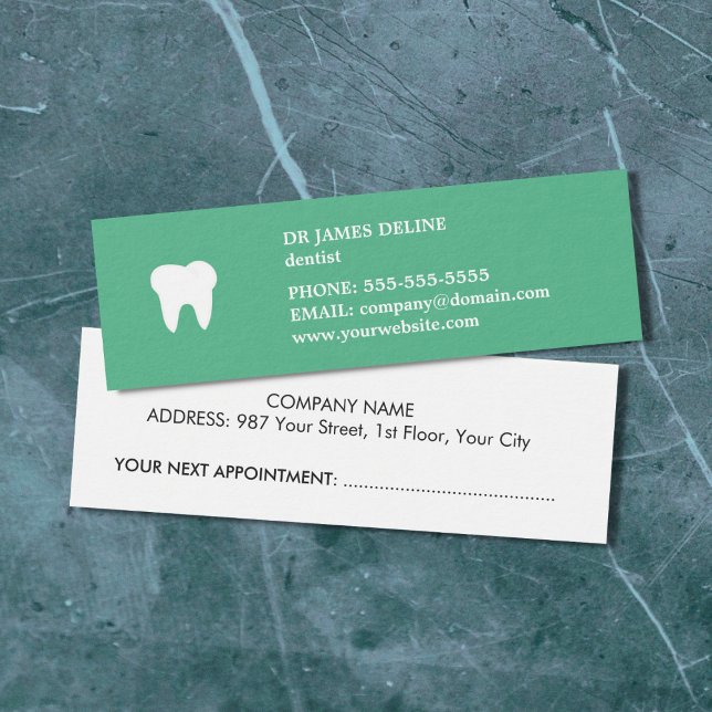 Tarjeta de cita de Dentista Blanco Verde Simple (Subido por el creador)