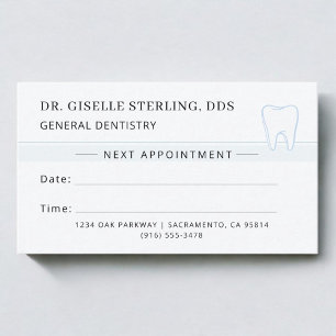 Tarjeta de cita de dentista diente azul