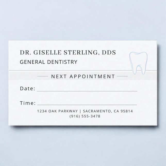 Tarjeta de cita de dentista diente de plata (Subido por el creador)