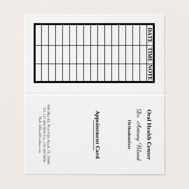 Tarjeta de cita de dentista elegante (Exterior desplegado)