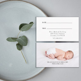 Tarjeta de cita de foto pediatra