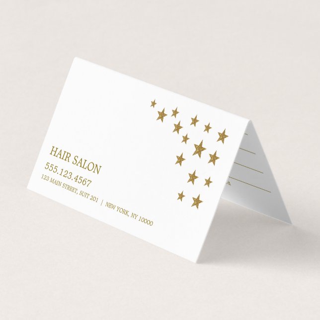 Tarjeta de cita de Gold Purpurina Stars (Anverso)