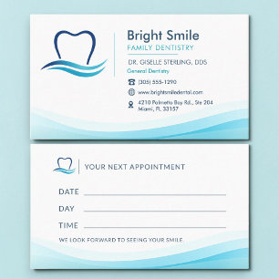 Tarjeta de cita de la clínica dental Logo del cuid
