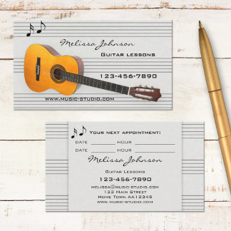 Tarjeta de cita de lecciones de música de guitarra