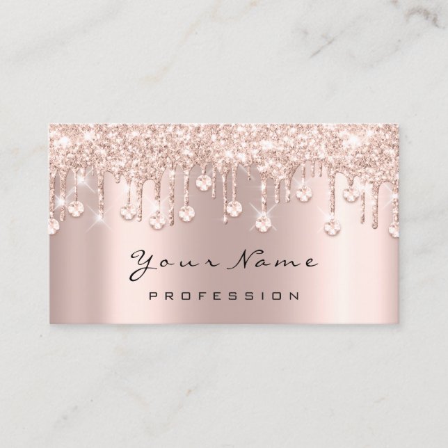 Tarjeta de cita de Makeup Lash Crystals Rosa Drip (Anverso)