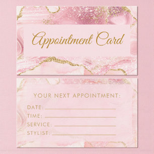 Tarjeta de cita de mármol de ágata rosa Chic Blush