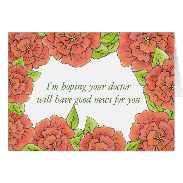Tarjeta de cita de médica con rosas (Anverso (Horizontal))