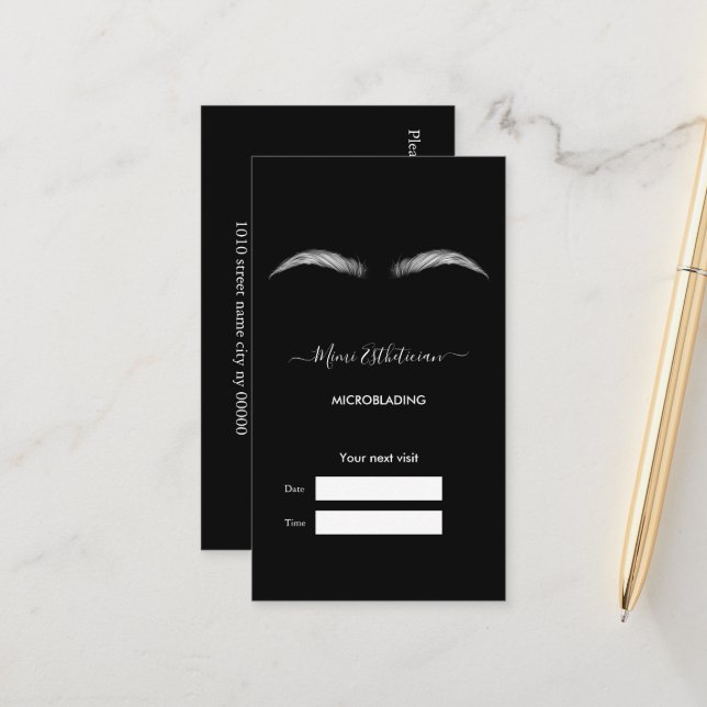Tarjeta de cita de MICROBLADING Salon (Anverso/Reverso In Situ)