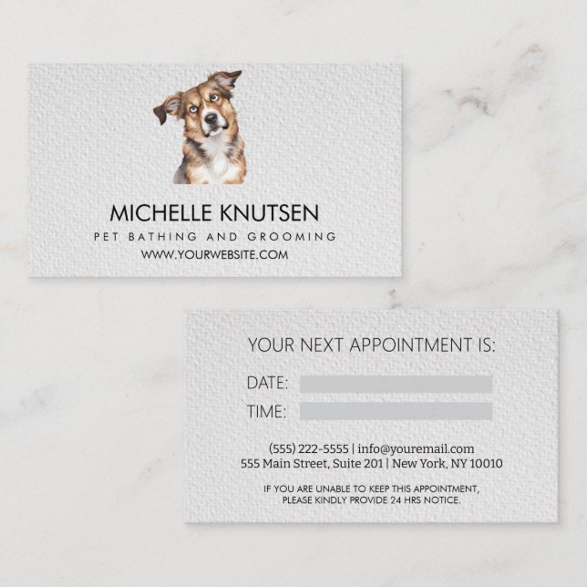 Tarjeta de cita de moda para Mascota y baño (Anverso / Reverso)