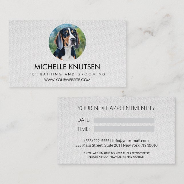 Tarjeta de cita de moda para Mascota y baño (Anverso / Reverso)
