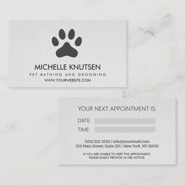 Tarjeta de cita de moda para Mascota y baño (Anverso / Reverso)