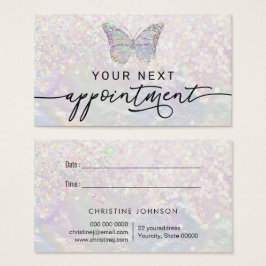 tarjeta de cita de nacre butfly faux purpurina