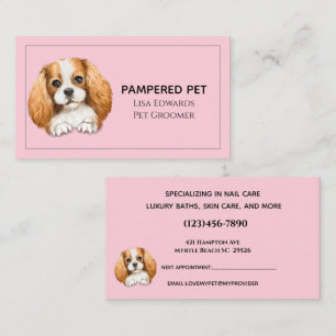 Tarjeta de cita de negocios rosa para perros de pu
