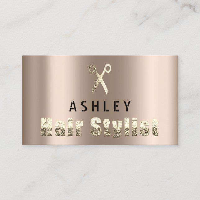 Tarjeta de cita de oro Hair Stylist Salon Bronze (Anverso)