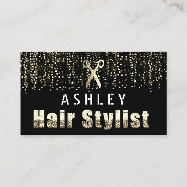 Tarjeta de cita de oro Hair Stylist Salon Light (Anverso)