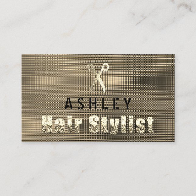 Tarjeta de cita de oro Hair Stylist Salon Sepia (Anverso)