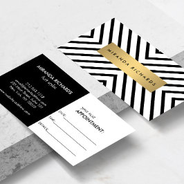 Tarjeta de cita de patrón blanco y negro de lujo M