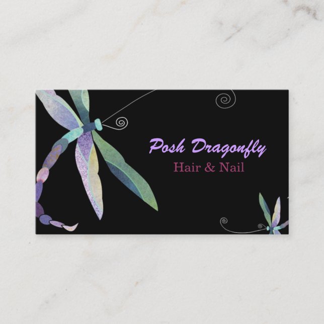 Tarjeta de cita de Posh Dragonfly Hair Salon (Anverso)