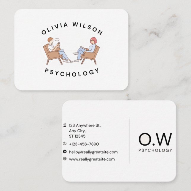 Tarjeta de Cita de Psicología de Olivia Wilson (Anverso / Reverso)