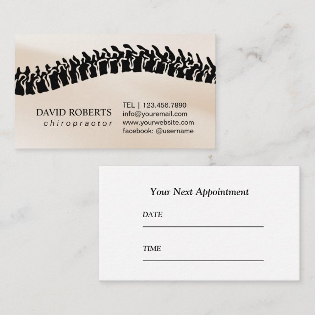 Tarjeta de cita de quiropráctico neutral (Anverso / Reverso)