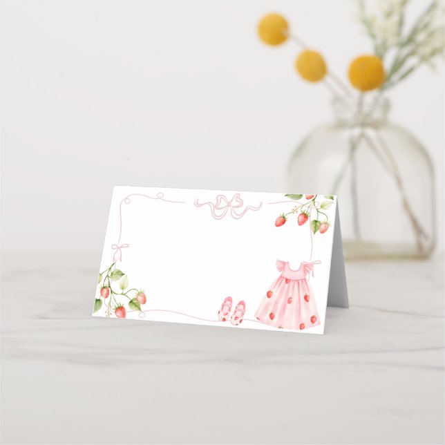 Tarjeta de cita de ropa de bebé Pink Coquette Berr (Anverso)